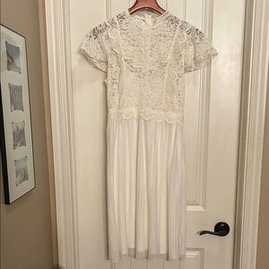 Anthropologie Ivory Lace Dress